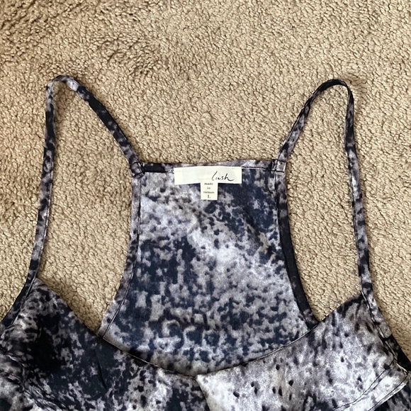 Lush black & grey spotted like patterned, spaghetti strap vacation dress, Large - Picture 5 of 13